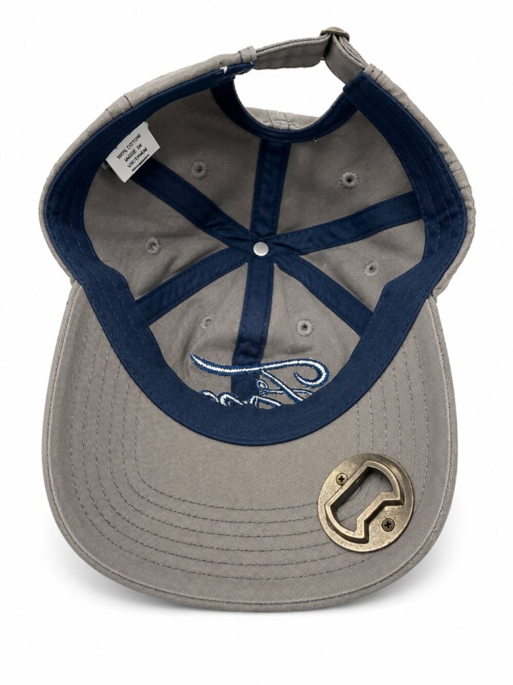 Ford Gray Adjustable Baseball Cap with Built-In Bottle Opener | Embroidered Blue - Picture 5 of 5